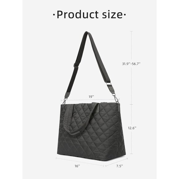 Stylish Nylon Tote Bag with Faux Leather Handles - Perfect for Gym & Travel - Picture 5 of 7